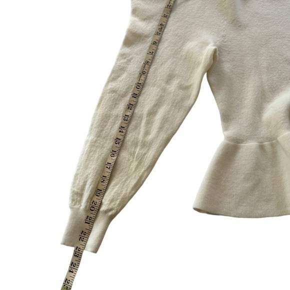 ULLA JOHNSON ROSA WOOL TURTLENECK STRUCTURED PEPLUM IVORY SWEATER PETITE - Picture 16 of 16
